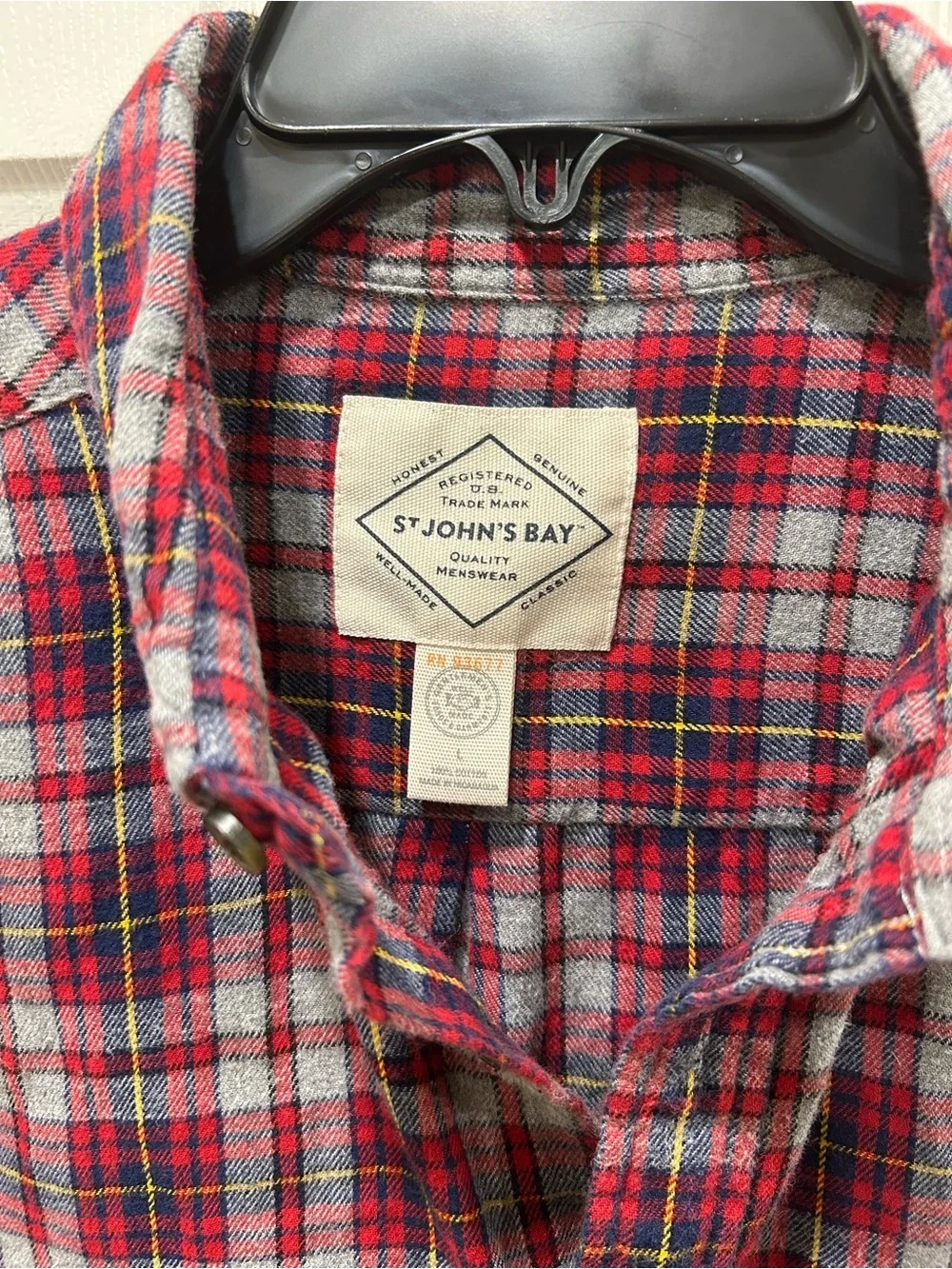 St. John's Bay Red and Gray Plaid Button-Down Shirt - Men
